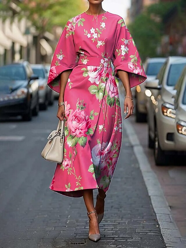 Women's Midi Dress Floral Dress Print Dress Classic Modern