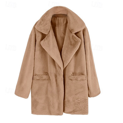 Pocket Casual Fur Warm Comfortable Coat Women's Faux