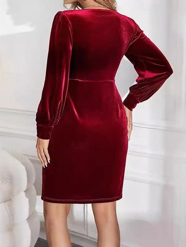 Women's Mini Dress Velvet Dress Cocktail Dress Sheath Dress