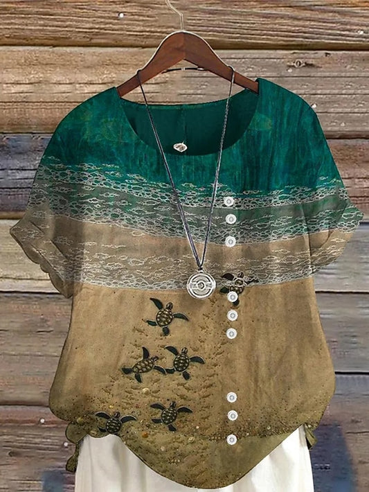 Women's Blouse Buttons Print Graphic Animal Vintage