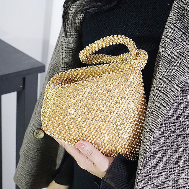 Elegant Crystal Evening Bag - Rhinestone Silver Women's