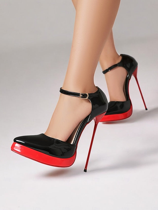 Stiletto Platform Leather Patent Black Women's and Red