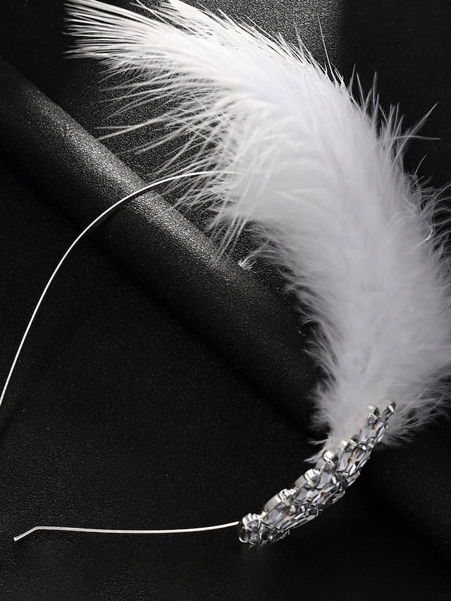 Crystal Hair Vintage Women's Clip - White Feather