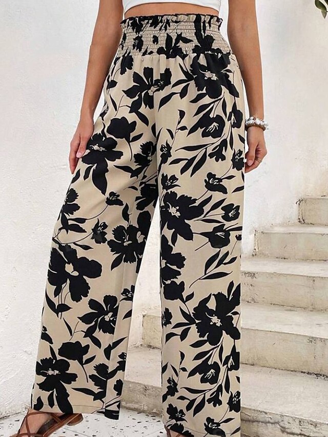 Women's Slacks Pants Trousers Boho Full Length Natural