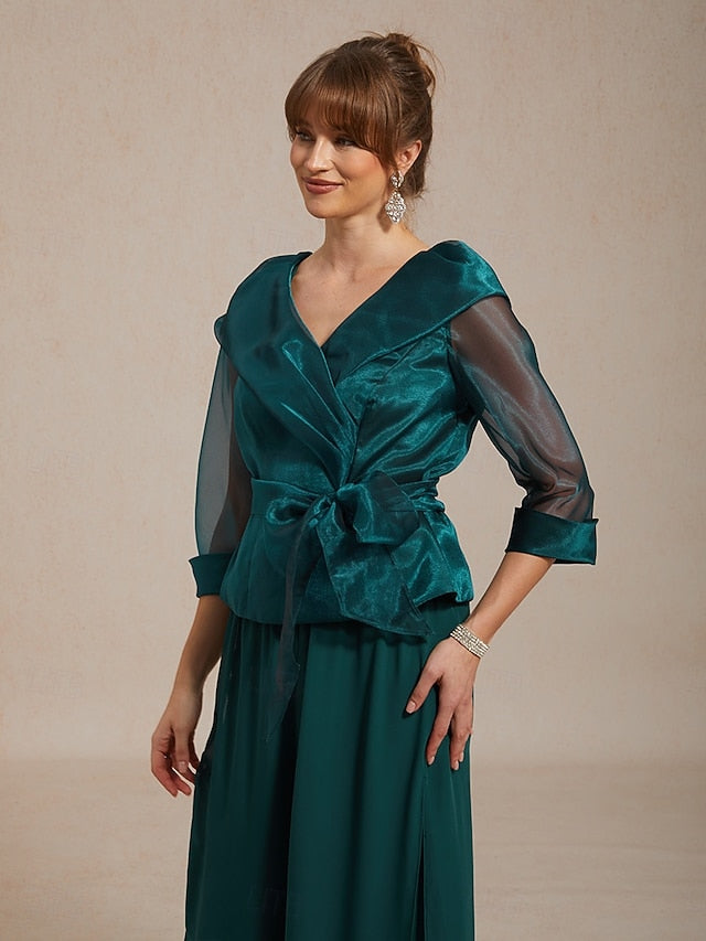 Women's Dressy Tops Ruched Illusion Solid Color Elegant 3/4
