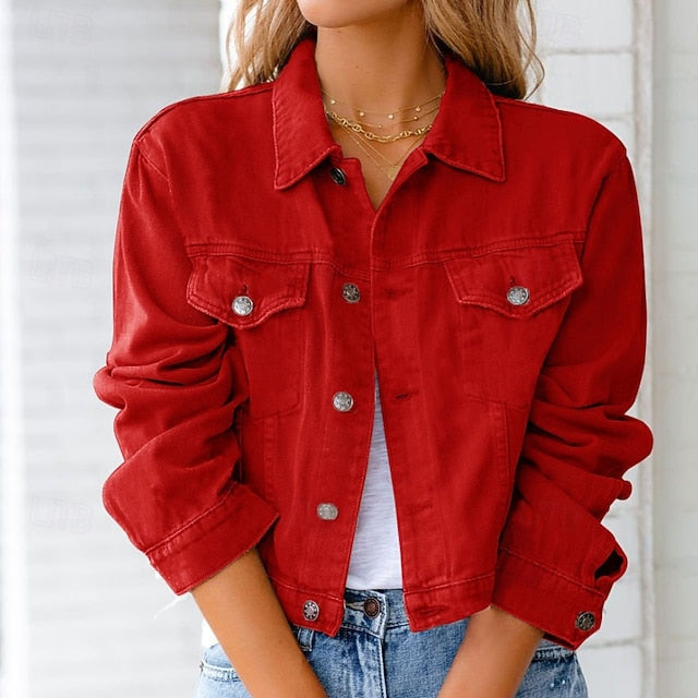Women's Blouse Pocket Buttons Plain Stylish Long Sleeve