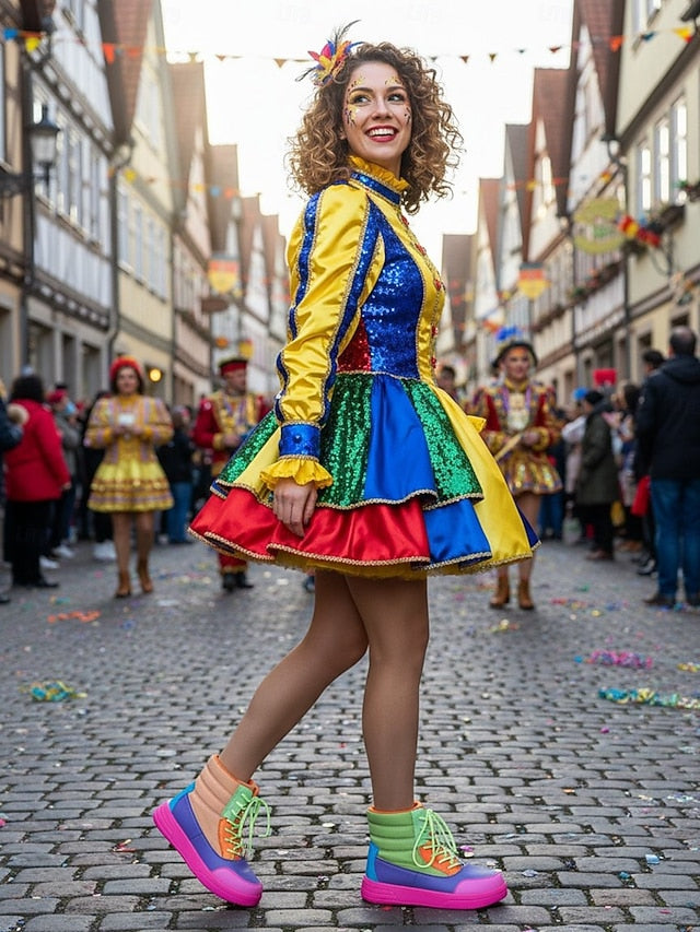 with Women's Gras Mardi Colorful Carnival Sneakers High-Top