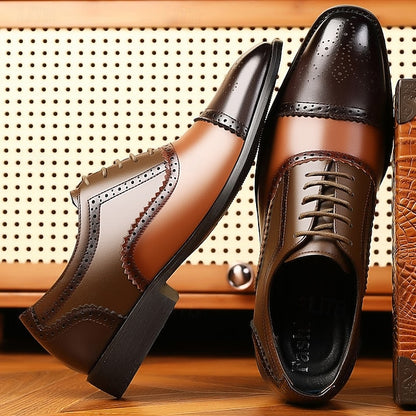 Men's Two-Tone Brogue Black – and Faux Brown Shoes