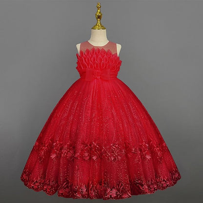 Kids Dress Flower Solid Girls' Girl Colored