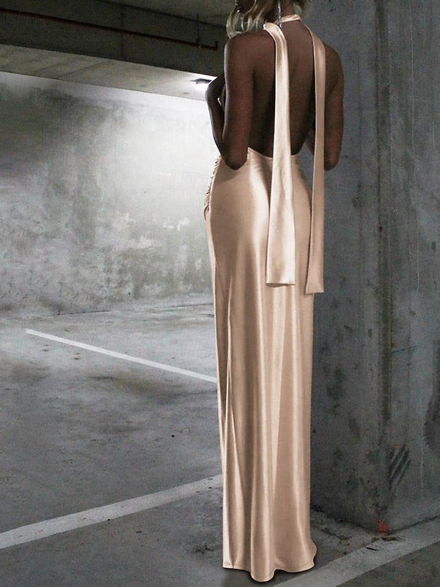 Women's Long Dress Maxi Dress Satin Dress Black Dress Prom