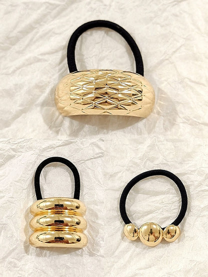 Band Hair Scrunchies Tone Gold Elastic Women's with -