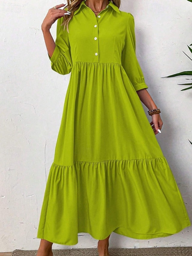 Women's Midi Dress Shirt Dress Fashion Modern Outdoor