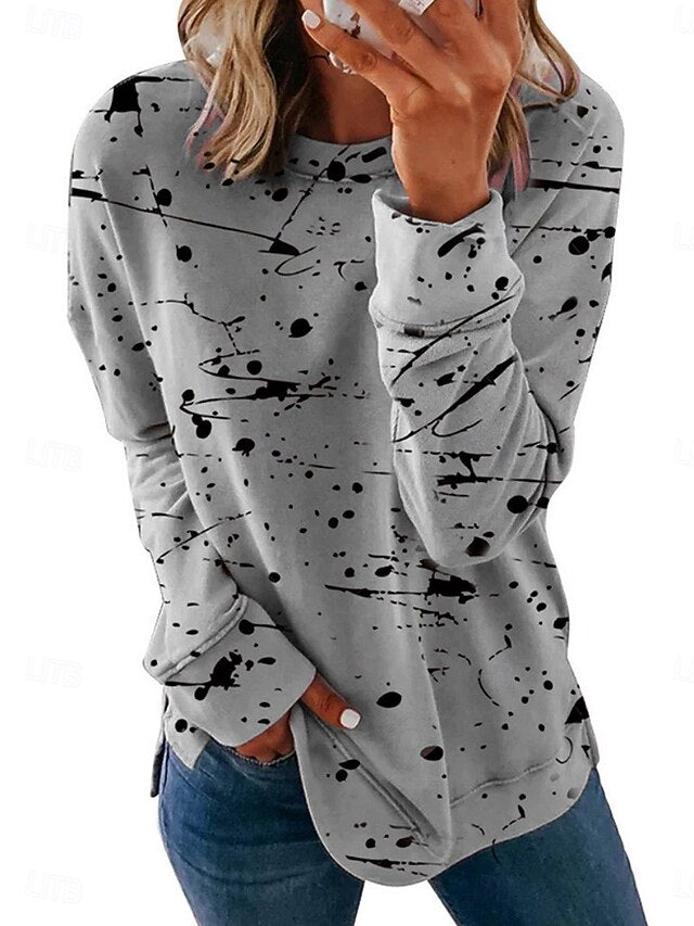 Women's T-Shirt  Long Sleeve Graffiti Tropical Stylish