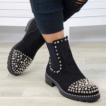 for Boots Women Black Chelsea Studded Sole – Chunky Ankle
