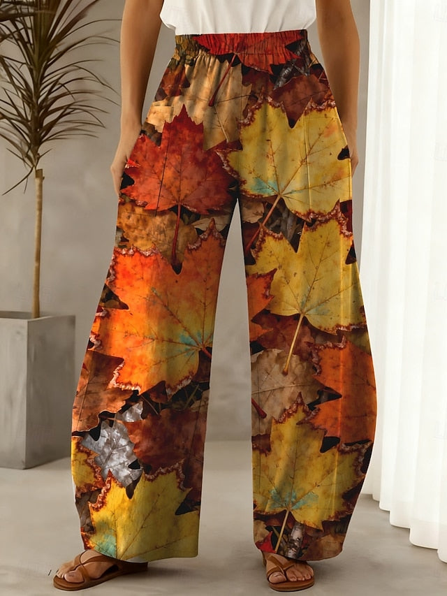 Women's Wide Leg Pants Trousers Vintage Casual Full Length
