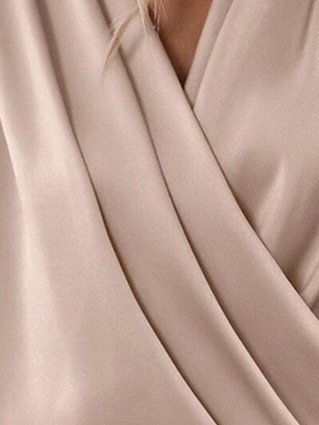 Women's Shirt Elegant Dressy Satin Top Ruched Solid Color