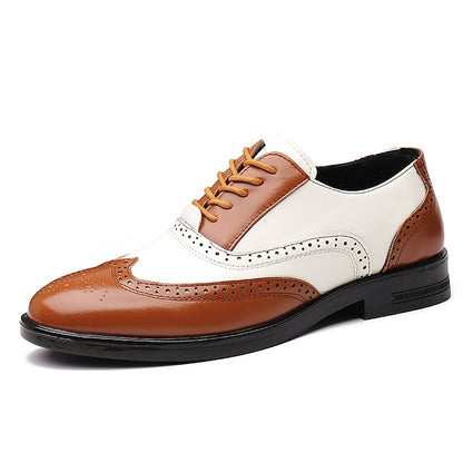 Burgundy Oxford Men's Wingtip Brogue Shoes White and