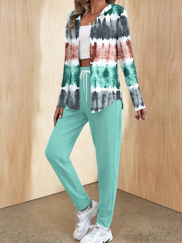 Women's 2 Pieces Hoodie Tracksuits Pants Sets Long Sleeve