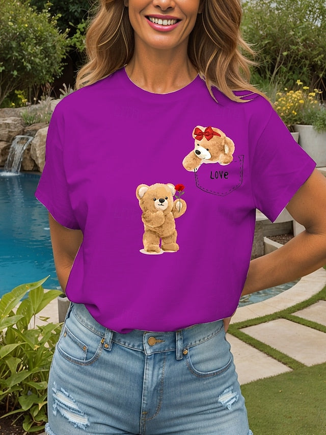 Women's T Shirt Print LOVE Graphic Animal Vintage Stylish