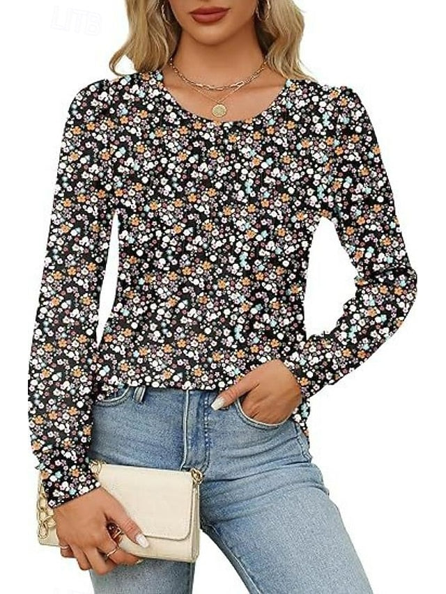 Women's Shirt Blouse Ruched Solid Color Basic Casual Long