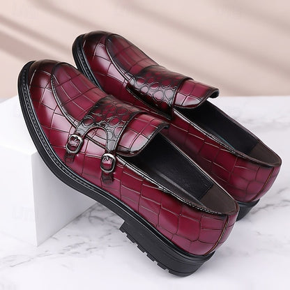 – Pattern Crocodile Brown with Men's Leather Loafers Faux