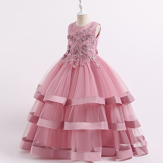 Dress Sleeveless Solid Colored Kids Party Girls' Wedding