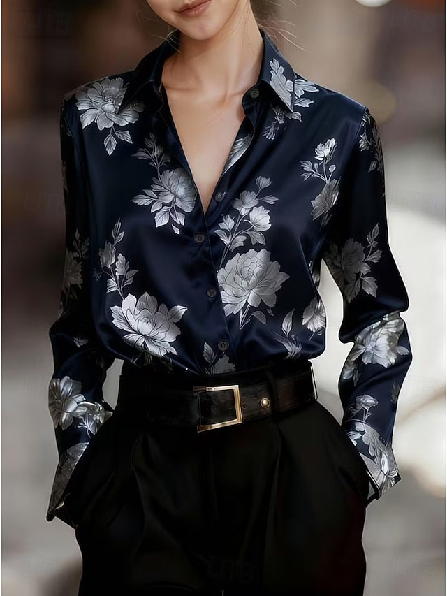Women's Shirt Buttons Print Floral Graphic Elegant Stylish