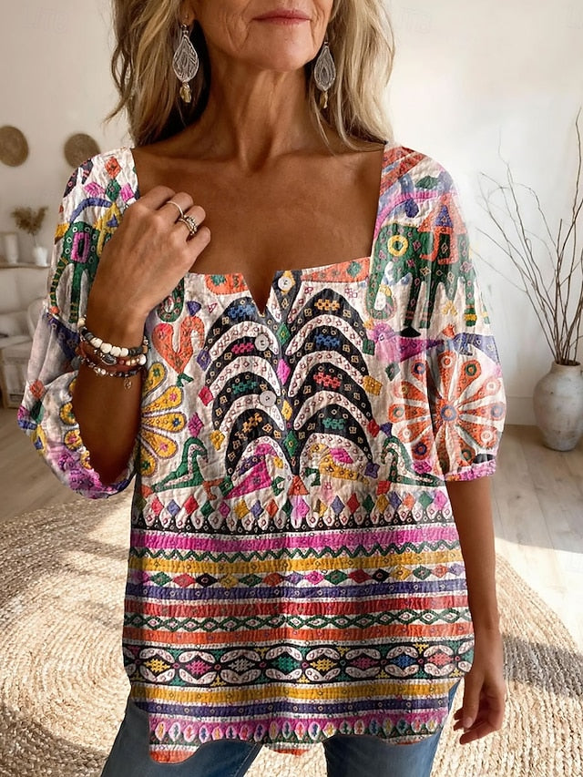 Women's Blouse Print Graphic Geometric Daily Stylish Basic