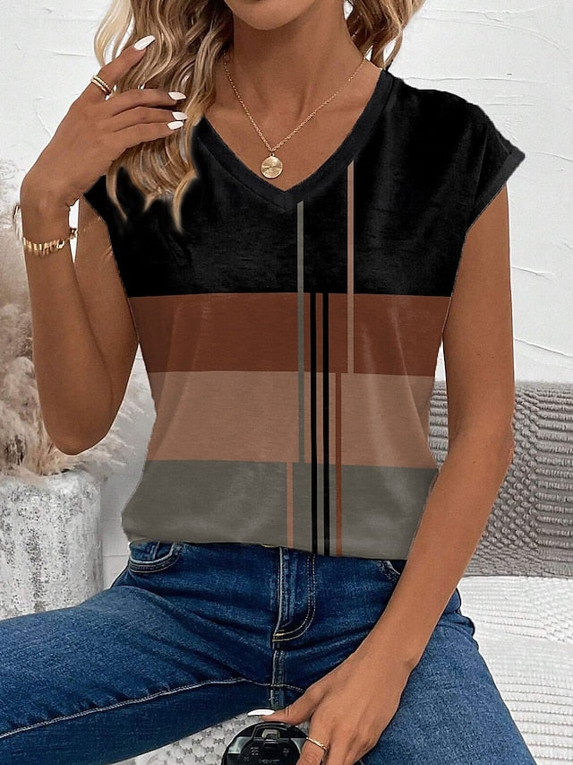 Women's Camisole Tank Top Geometric Casual Sleeveless V