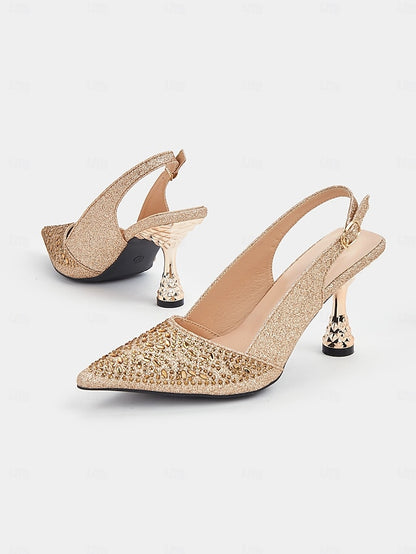 Glitter Women's Pumps Pointed Slingback – Toe Sparkling