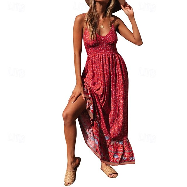 Women's Midi Dress Floral Dress Slip Dress Print Dress