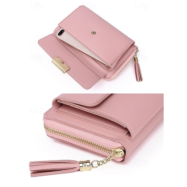 Bag Mobile Leather Crossbody Women's PU Phone Wristlet