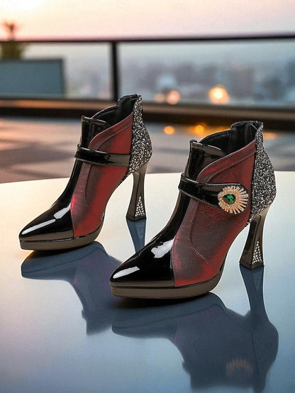 Boots Heel Ankle Women's Glitter High