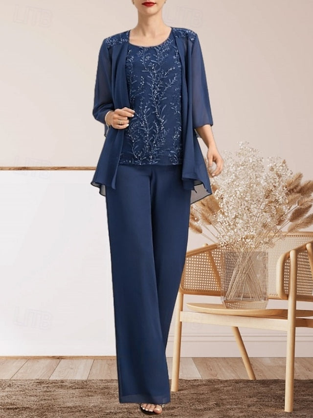 of Elegant Pantsuit Dress Bride 3 Wedding Piece Mother Guest the