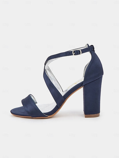 Heel Satin Elegant – Block Women's Strappy Sandals