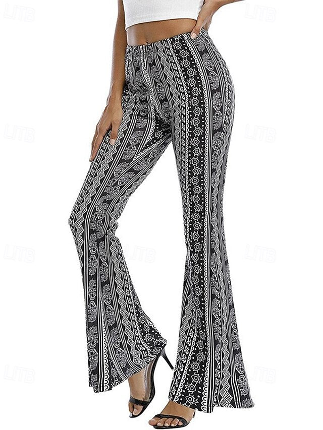 Women's Bell Bottom Slacks Fashion Boho Full Length Natural
