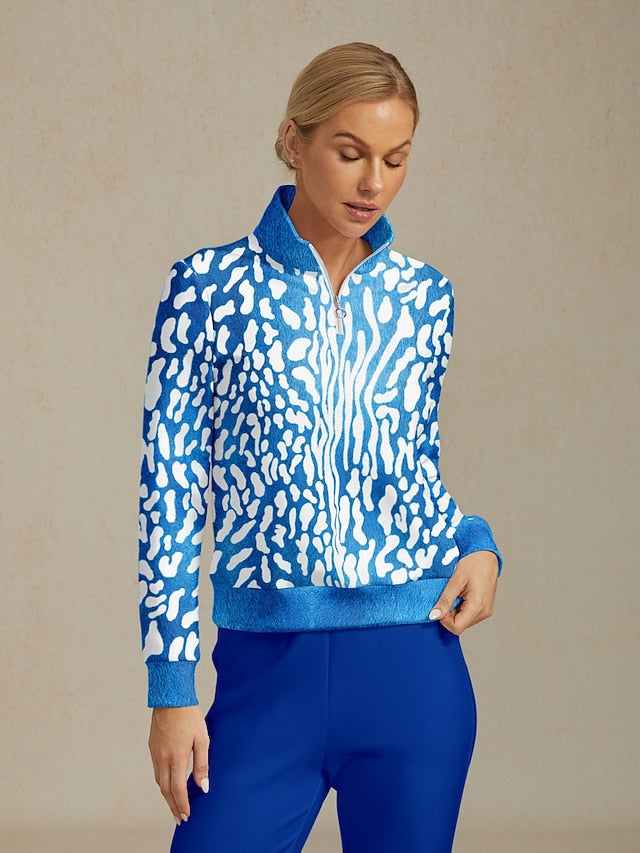 Women's Golf Pullover Sweatshirt Blue Long Sleeve Top