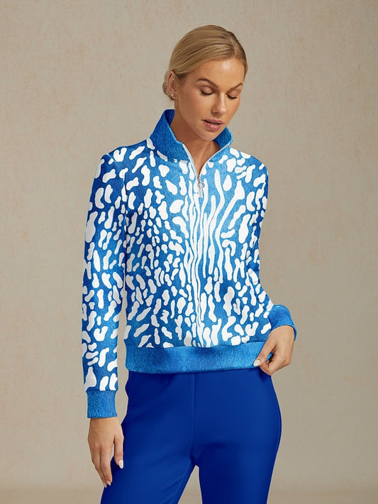 Women's Golf Pullover Sweatshirt Blue Long Sleeve Top