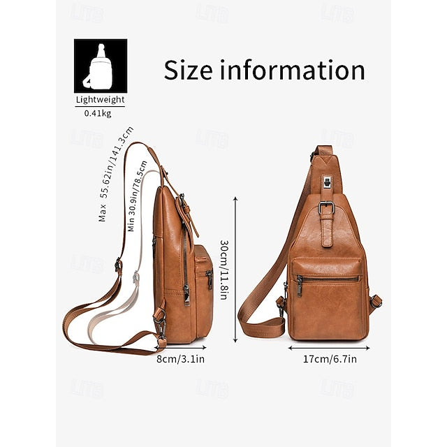 with Sling Faux Brown Bag Women's Leather Crossbody