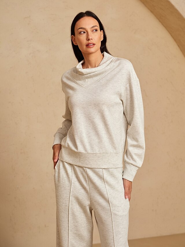 Women's Golf Pullover Sweatshirt Ivory Long Sleeve Sun