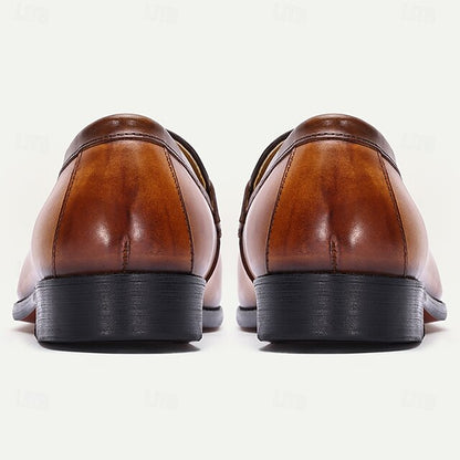 Loafers Men's Slip-On Tassel – Tan Vintage Leather