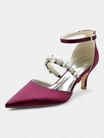 Black Satin with Embellishments Women's - Heels Rhinestone