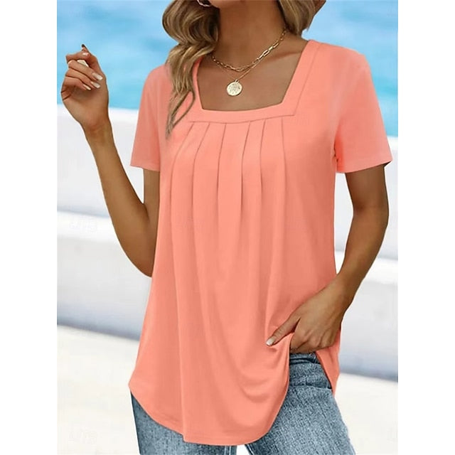 Women's T Shirt Plain Fashion Modern Casual Short Sleeve