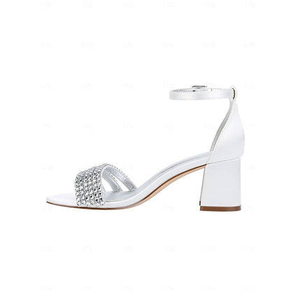 with Purple Satin Heel Women's Rhinestone Block Sandals