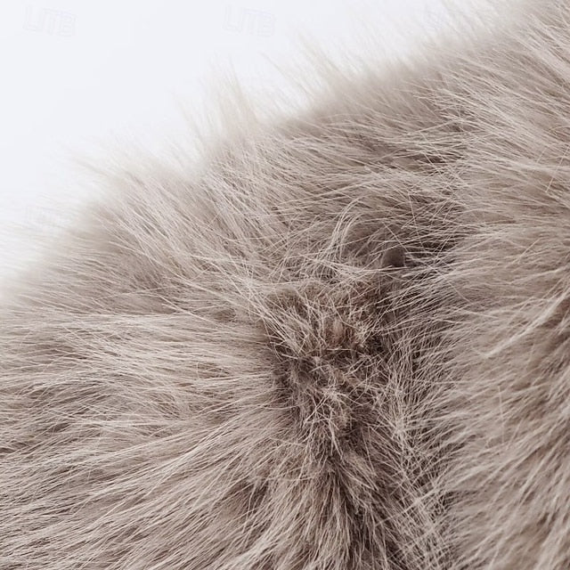 Buttons Fur Faux Coat Pocket Women's Warm Comfortable