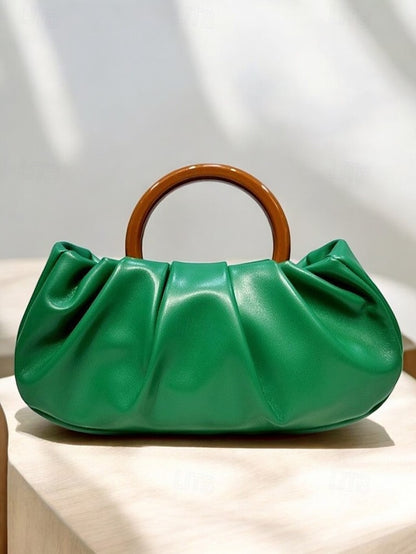 Leather Pleated with Faux Acrylic Women's Bag Tote Clutch