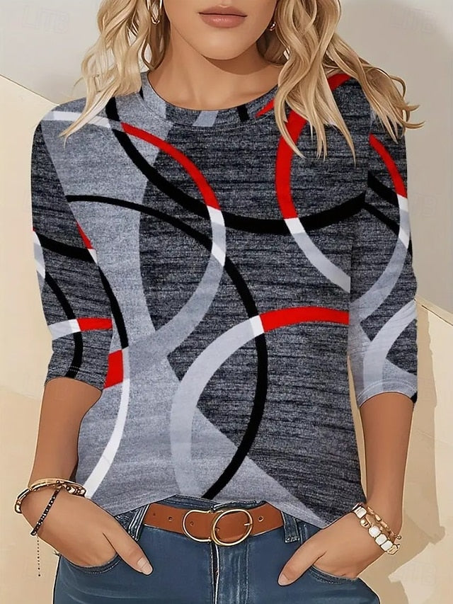 Women's T shirt Long Sleeve Crew Neck Long Sleeve Tunic