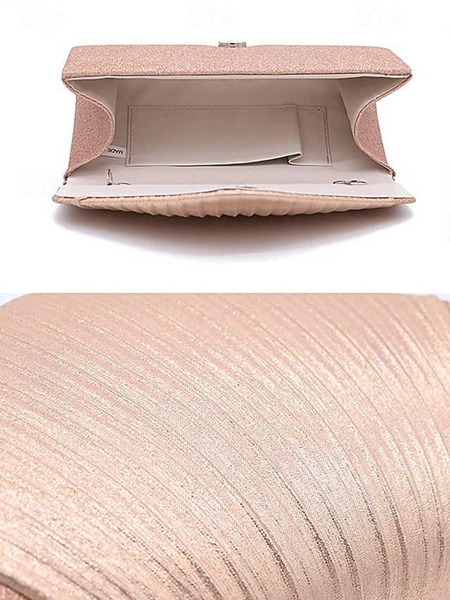– with Pleated Evening Glitter Bag Champagne Design Clutch