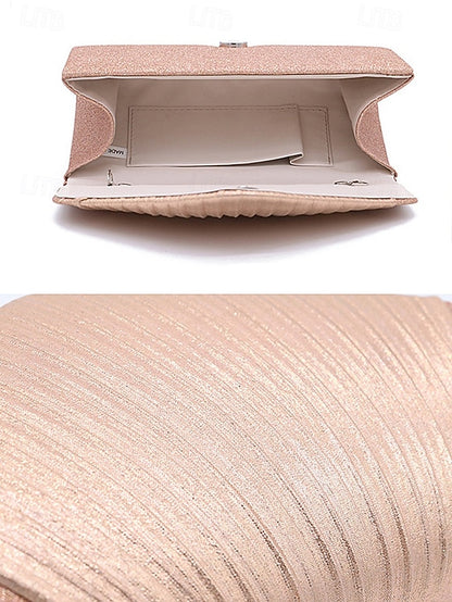 – with Pleated Evening Glitter Bag Champagne Design Clutch