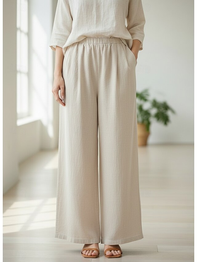 70% Linen Women's Linen Pants Culottes Wide Leg Wide Leg